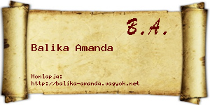 Balika Amanda névjegykártya